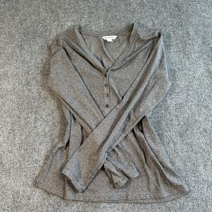 Athleta Shirt Womens XL Gray Henley Long Sleeve Lightweight Stretch Athletic Top